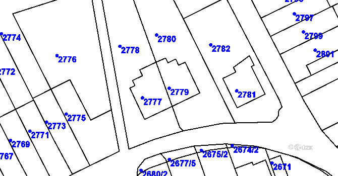 Parcela st. 2779 v KÚ Město Žďár, Katastrální mapa