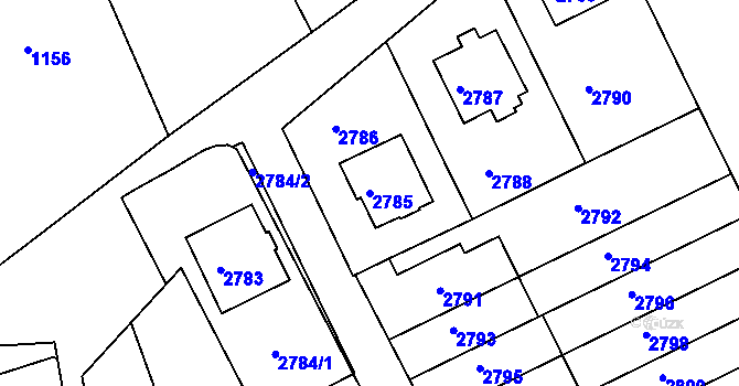 Parcela st. 2785 v KÚ Město Žďár, Katastrální mapa