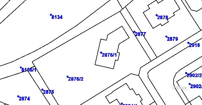Parcela st. 2876/1 v KÚ Město Žďár, Katastrální mapa
