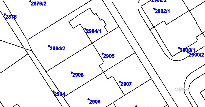 Parcela st. 2905 v KÚ Město Žďár, Katastrální mapa
