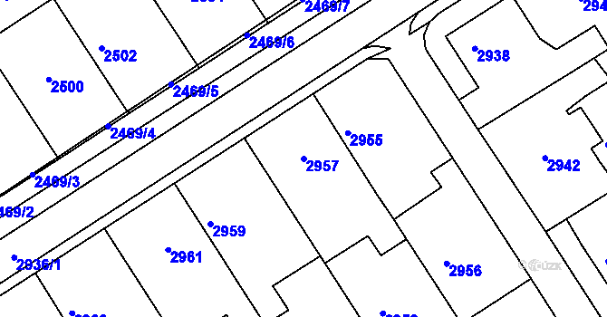 Parcela st. 2957 v KÚ Město Žďár, Katastrální mapa