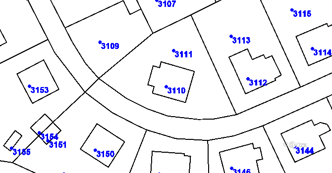 Parcela st. 3110 v KÚ Město Žďár, Katastrální mapa