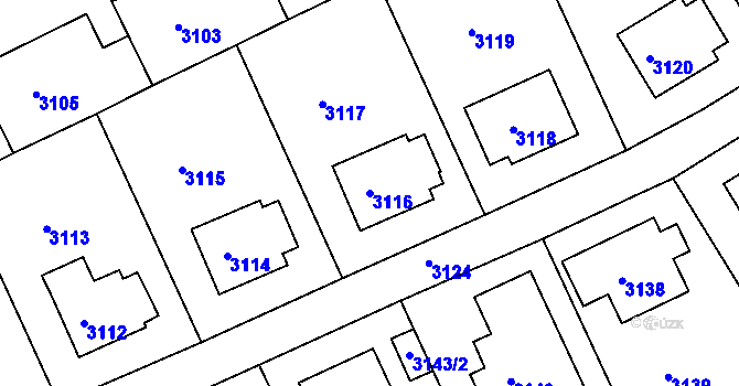 Parcela st. 3116 v KÚ Město Žďár, Katastrální mapa