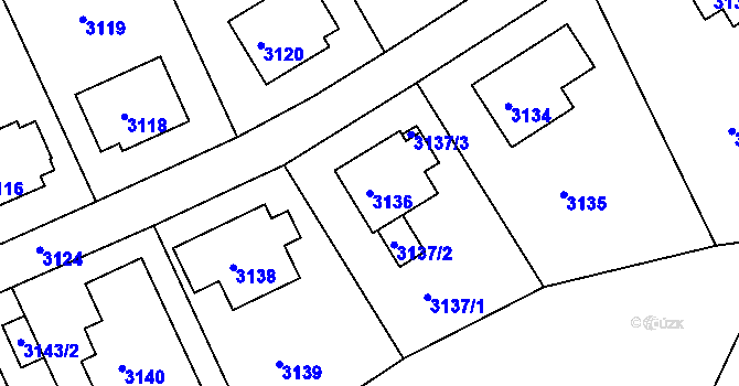 Parcela st. 3136 v KÚ Město Žďár, Katastrální mapa