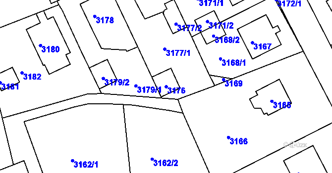 Parcela st. 3176 v KÚ Město Žďár, Katastrální mapa