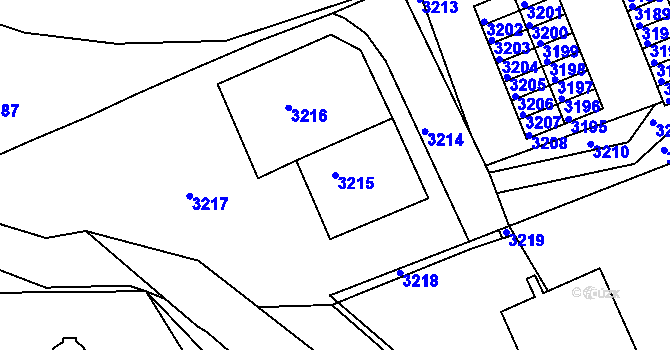 Parcela st. 3215 v KÚ Město Žďár, Katastrální mapa