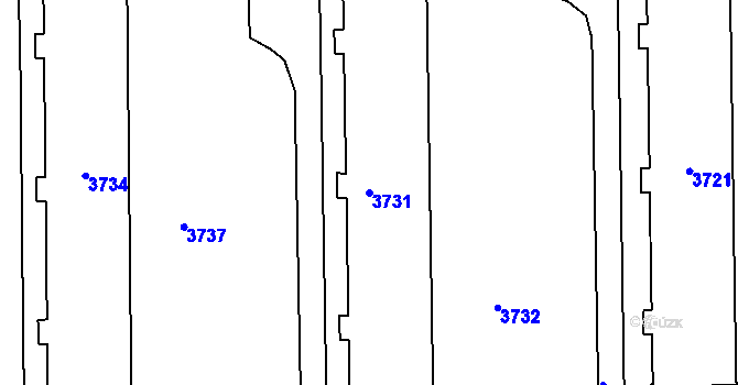Parcela st. 3731 v KÚ Město Žďár, Katastrální mapa