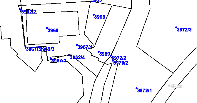 Parcela st. 3969 v KÚ Město Žďár, Katastrální mapa