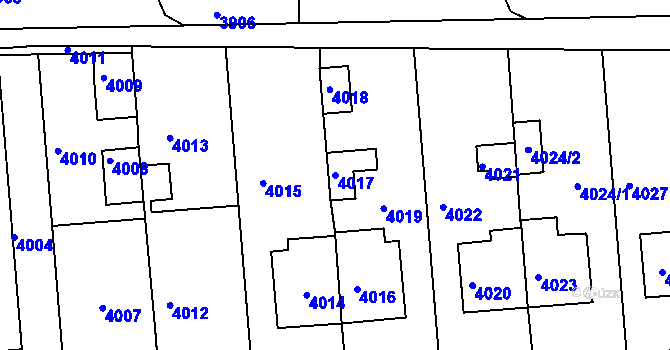 Parcela st. 4017 v KÚ Město Žďár, Katastrální mapa