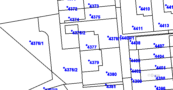 Parcela st. 4377 v KÚ Město Žďár, Katastrální mapa