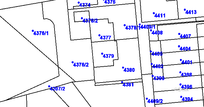 Parcela st. 4379 v KÚ Město Žďár, Katastrální mapa