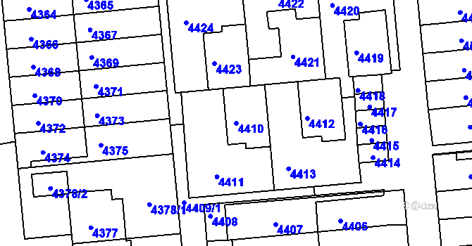 Parcela st. 4410 v KÚ Město Žďár, Katastrální mapa