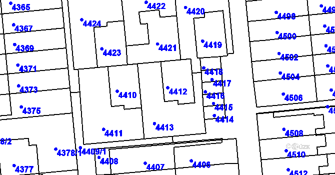 Parcela st. 4412 v KÚ Město Žďár, Katastrální mapa