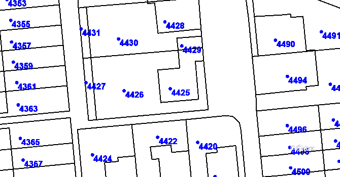 Parcela st. 4425 v KÚ Město Žďár, Katastrální mapa