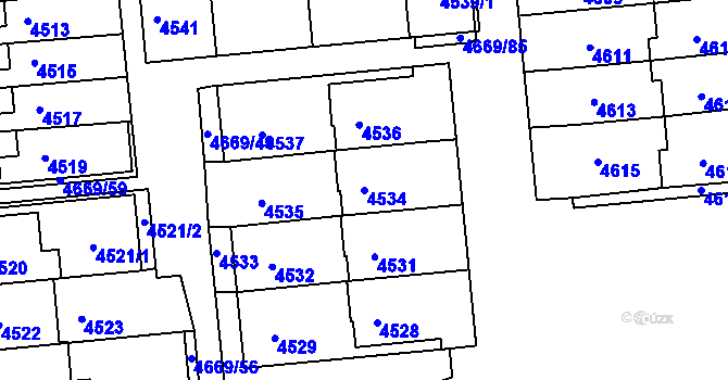 Parcela st. 4534 v KÚ Město Žďár, Katastrální mapa
