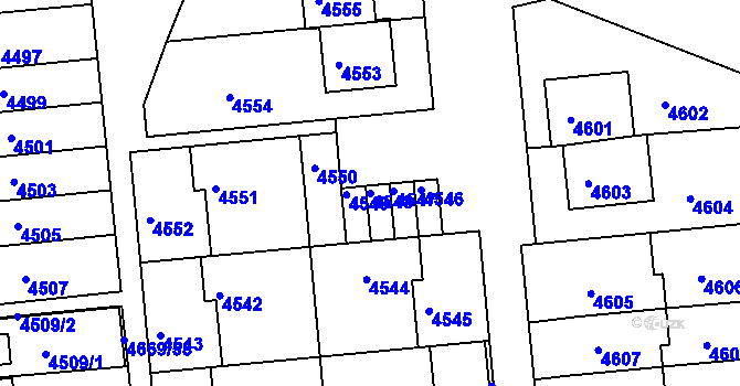 Parcela st. 4548 v KÚ Město Žďár, Katastrální mapa