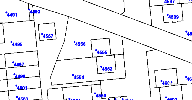 Parcela st. 4555 v KÚ Město Žďár, Katastrální mapa