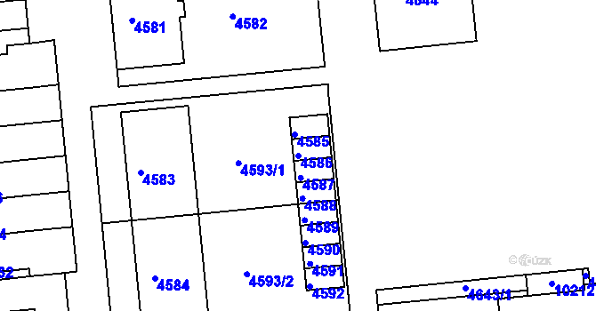 Parcela st. 4586 v KÚ Město Žďár, Katastrální mapa