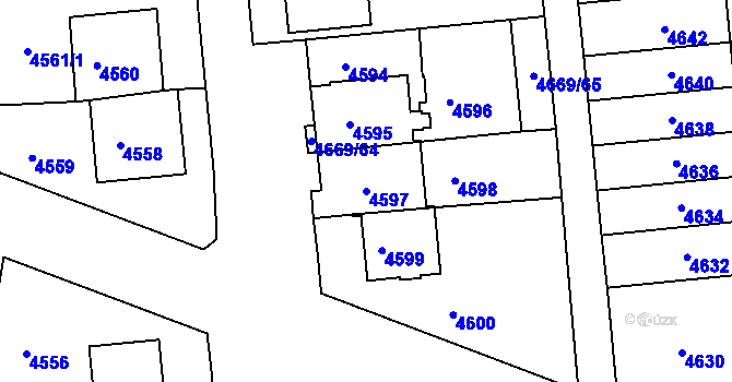 Parcela st. 4597 v KÚ Město Žďár, Katastrální mapa