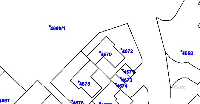 Parcela st. 4670 v KÚ Město Žďár, Katastrální mapa