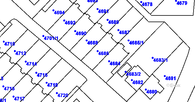 Parcela st. 4686 v KÚ Město Žďár, Katastrální mapa