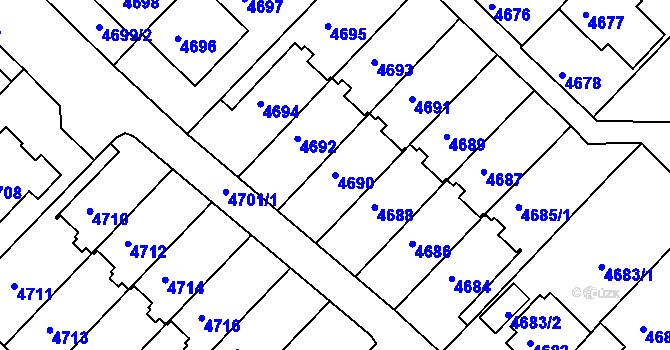 Parcela st. 4690 v KÚ Město Žďár, Katastrální mapa