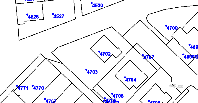 Parcela st. 4702 v KÚ Město Žďár, Katastrální mapa