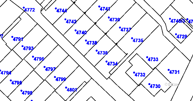 Parcela st. 4736 v KÚ Město Žďár, Katastrální mapa