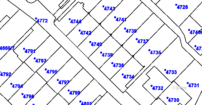Parcela st. 4738 v KÚ Město Žďár, Katastrální mapa