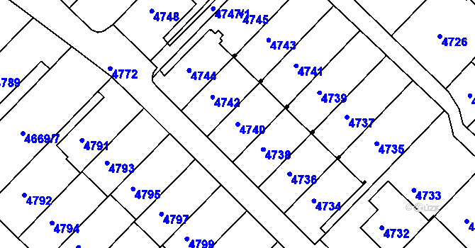 Parcela st. 4740 v KÚ Město Žďár, Katastrální mapa