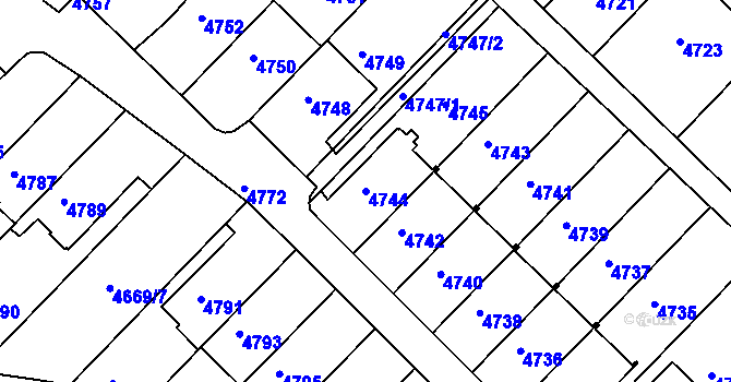 Parcela st. 4744 v KÚ Město Žďár, Katastrální mapa