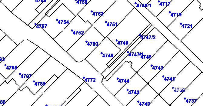 Parcela st. 4748 v KÚ Město Žďár, Katastrální mapa