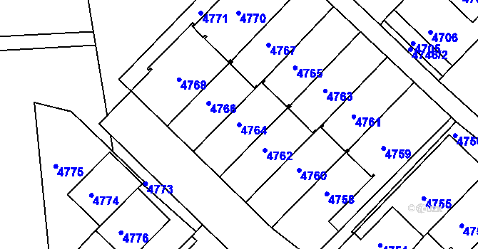 Parcela st. 4764 v KÚ Město Žďár, Katastrální mapa