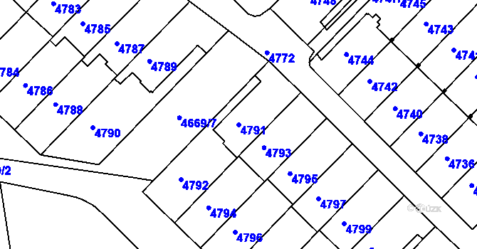 Parcela st. 4791 v KÚ Město Žďár, Katastrální mapa