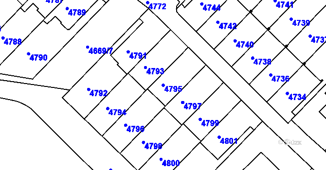 Parcela st. 4795 v KÚ Město Žďár, Katastrální mapa