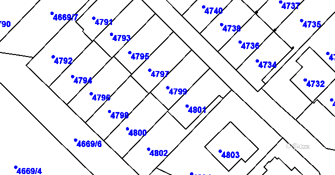 Parcela st. 4799 v KÚ Město Žďár, Katastrální mapa