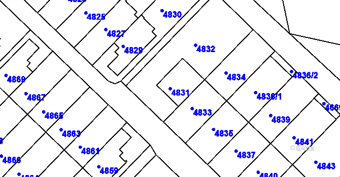 Parcela st. 4831 v KÚ Město Žďár, Katastrální mapa