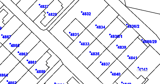 Parcela st. 4833 v KÚ Město Žďár, Katastrální mapa