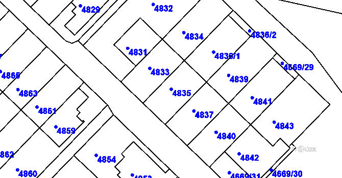 Parcela st. 4835 v KÚ Město Žďár, Katastrální mapa