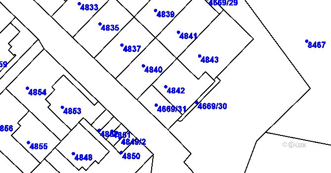 Parcela st. 4842 v KÚ Město Žďár, Katastrální mapa