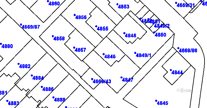 Parcela st. 4846 v KÚ Město Žďár, Katastrální mapa