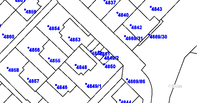 Parcela st. 4851 v KÚ Město Žďár, Katastrální mapa