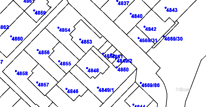 Parcela st. 4852 v KÚ Město Žďár, Katastrální mapa