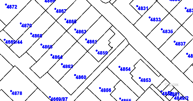 Parcela st. 4859 v KÚ Město Žďár, Katastrální mapa