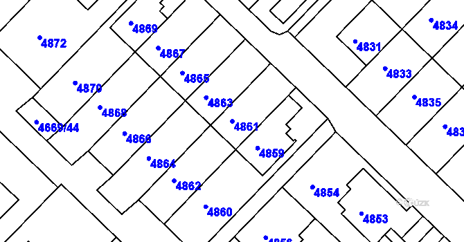 Parcela st. 4861 v KÚ Město Žďár, Katastrální mapa
