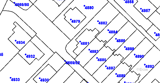 Parcela st. 4881 v KÚ Město Žďár, Katastrální mapa
