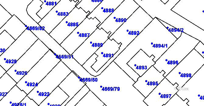Parcela st. 4891 v KÚ Město Žďár, Katastrální mapa
