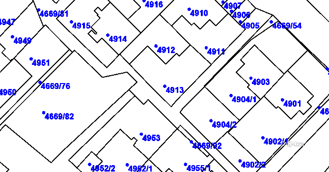 Parcela st. 4913 v KÚ Město Žďár, Katastrální mapa