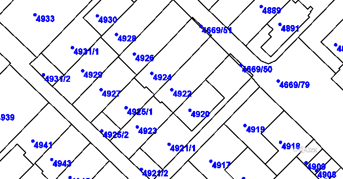 Parcela st. 4922 v KÚ Město Žďár, Katastrální mapa