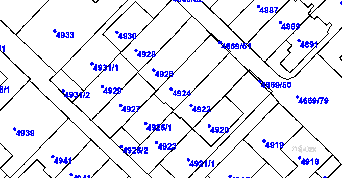 Parcela st. 4924 v KÚ Město Žďár, Katastrální mapa